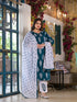 Women Plus Size Teal Green Viscose Rayon Kurta Set With Dupatta